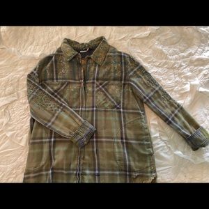 Free People Plaid Jacket Top (M)
